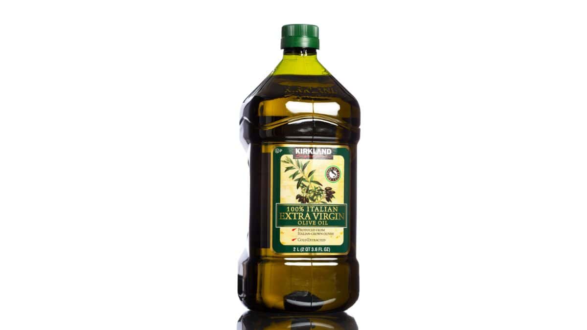 A bottle of extra virgin oil.