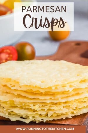 Parmesan crisps on a plate.