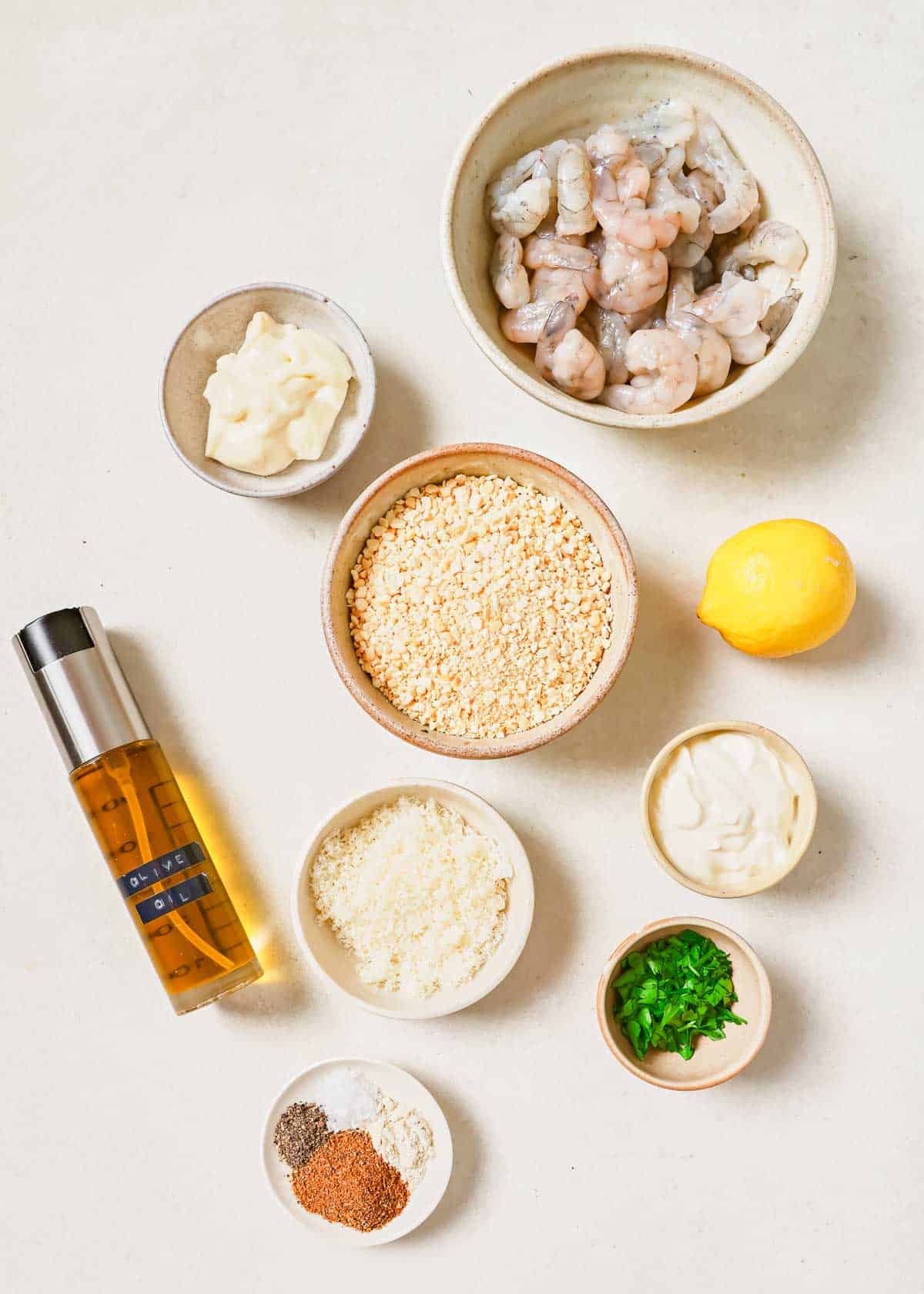 Ingredients for a popcorn shrimp recipe.