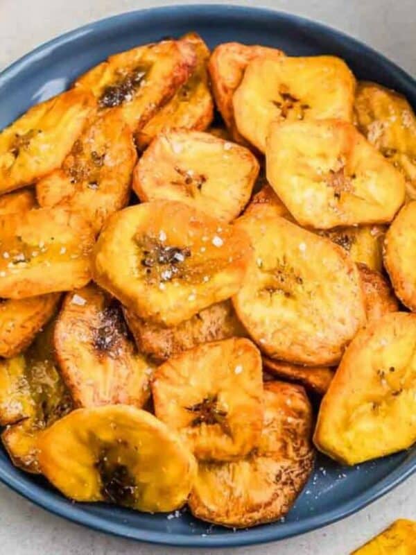 A plate of fried plantain slices.