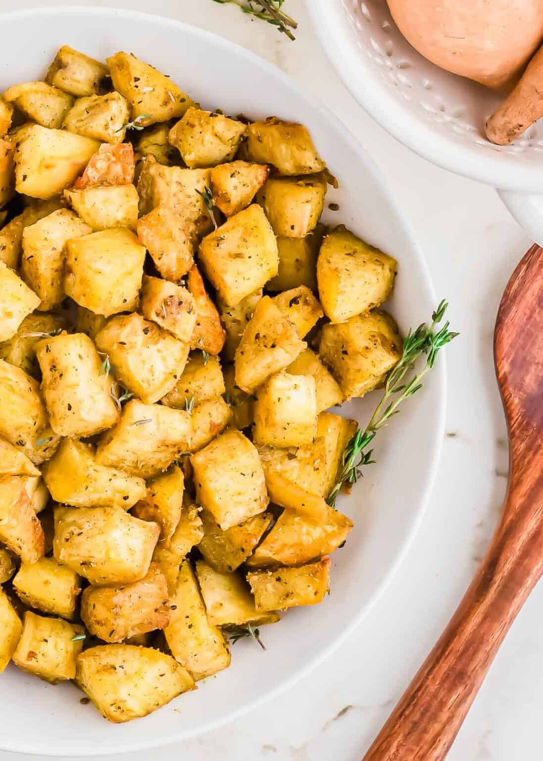 Crispy Roasted White Sweet Potatoes Running To The Kitchen White Sweet Potatoes 4 1097x1536